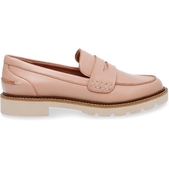 Anne Klein Womens Blush Rubber Low Chunky Heel Rounded Toe Emmylou Loafer Flat - Picture 6 of 7